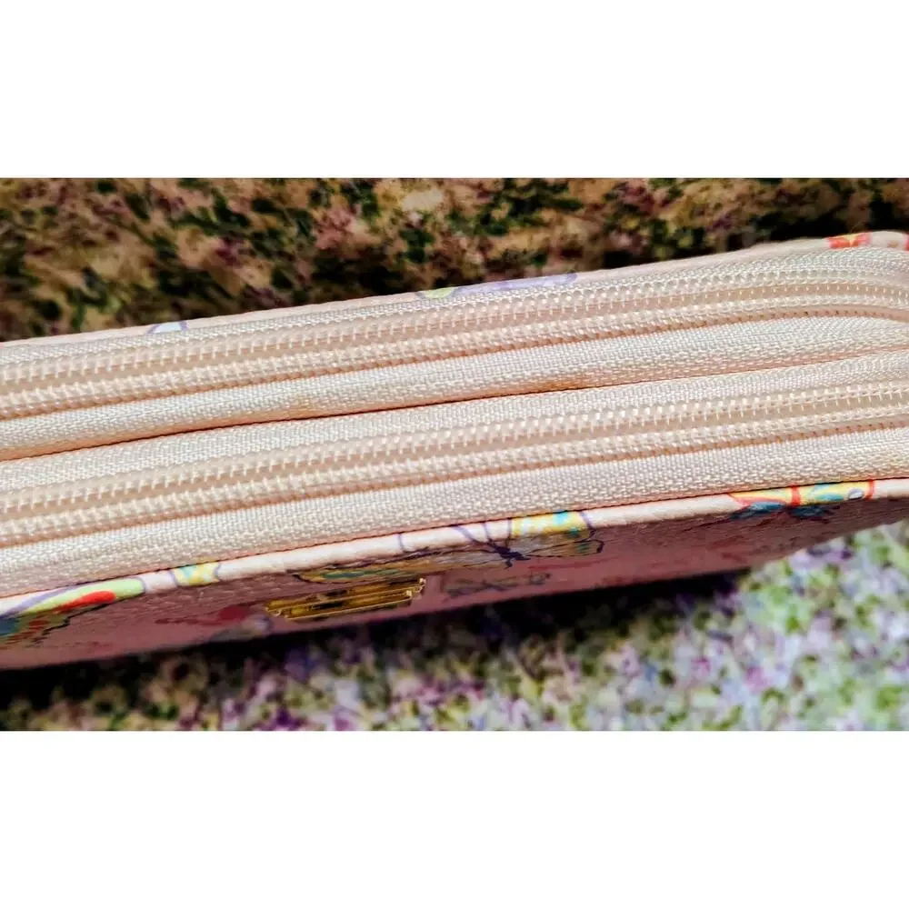 Pink Butterfly Leather Stone Mountain Wallet